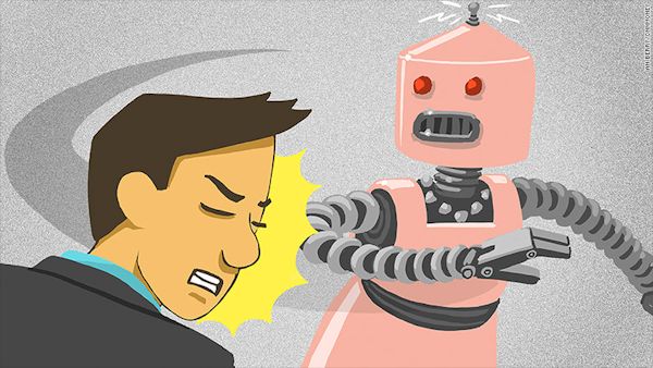 Robot slaps harasser (graphic)