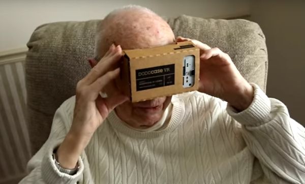 Veteran with Google Cardboard headset