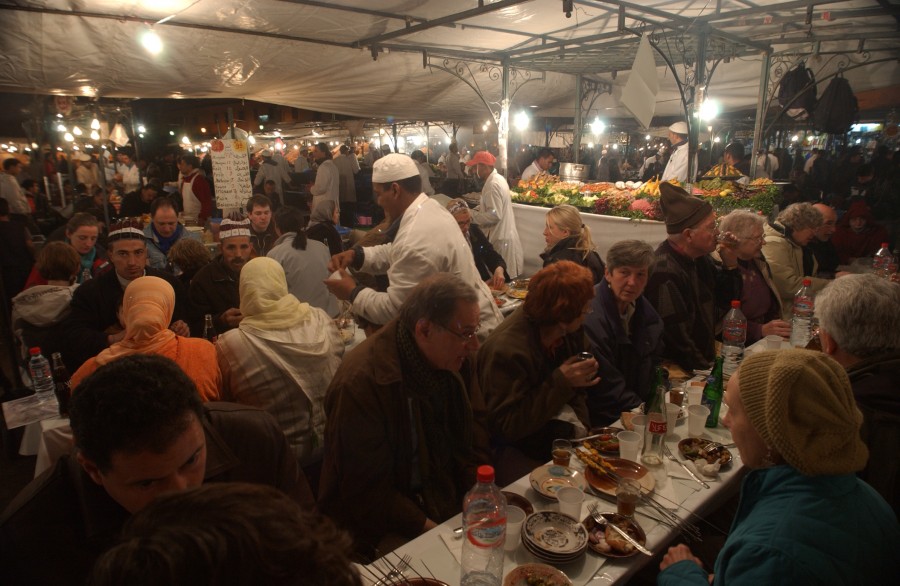 Djemaa el Fna, the night market, Marrakesh, Morocco, North Africa.  January 2008.