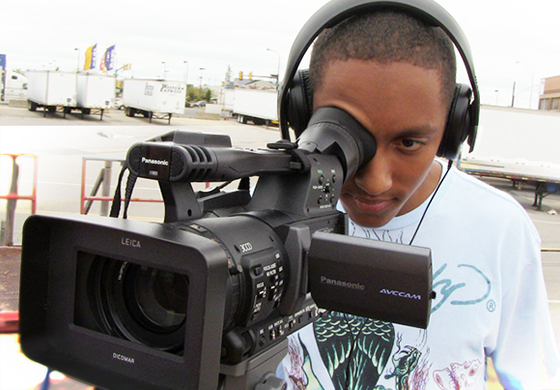 Student using video camera