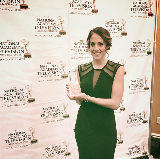 student reporter Tracy Yatsko at the 2017 Mid Atlantic Emmys